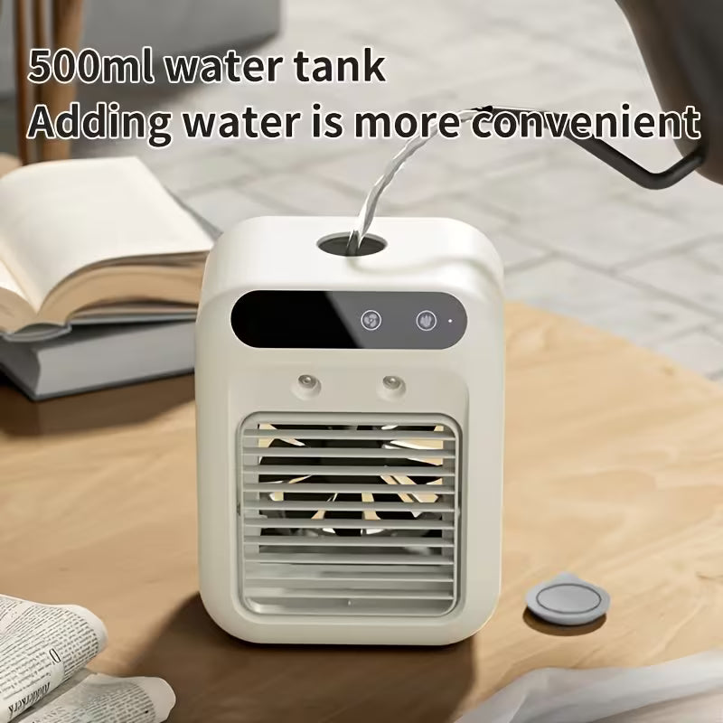 Portable 680ml Mini Air Cooler, 3-speed Mode & 7-color Light Cold Mist Cooling