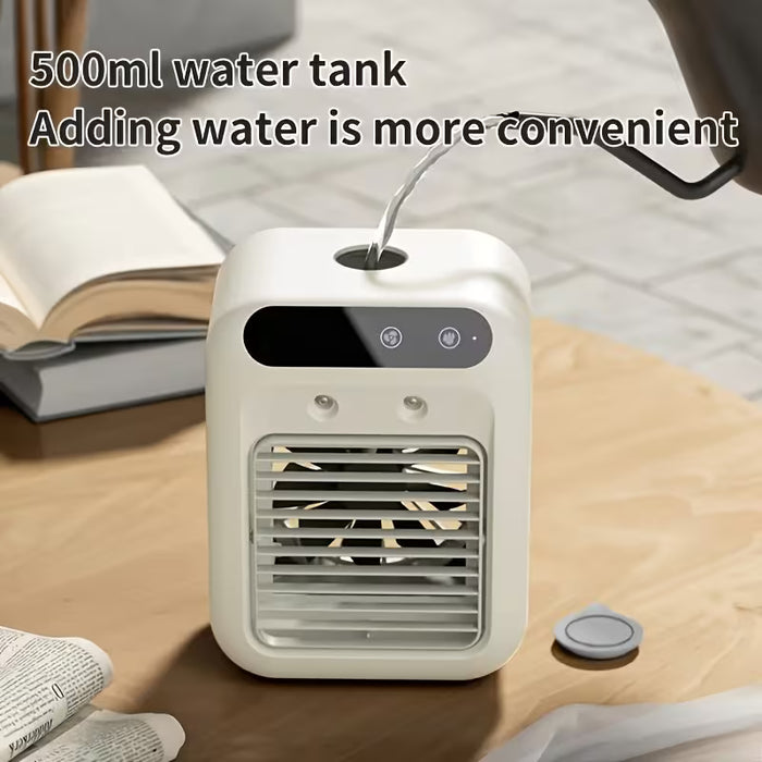 Portable 680ml Mini Air Cooler, 3-speed Mode & 7-color Light Cold Mist Cooling