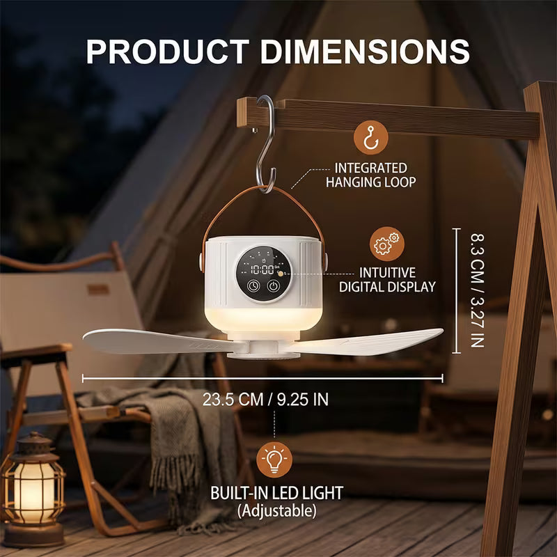 Ceiling Fan with LED Night Light, USB Rechargeable, 4-Speed Adjustable