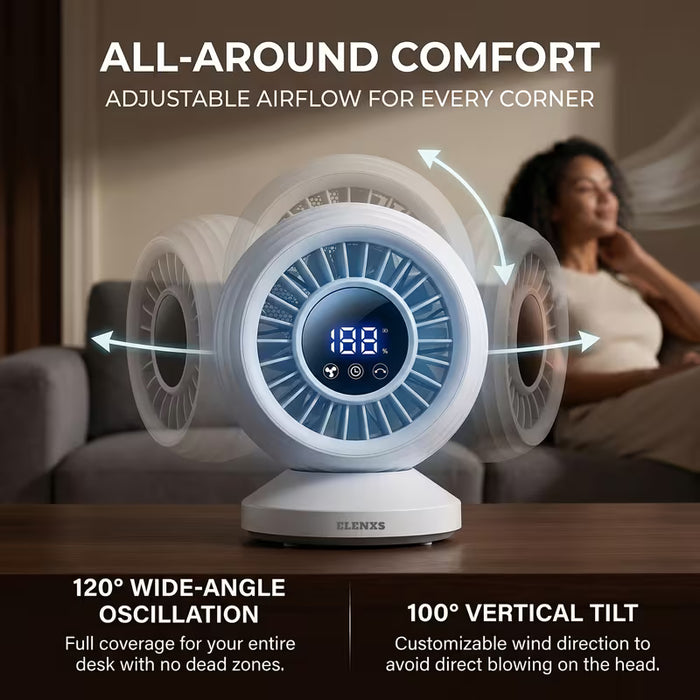 Portable Air Circulator Desktop Fan, Low DB Quiet Electric Cooling Fans, Turbo