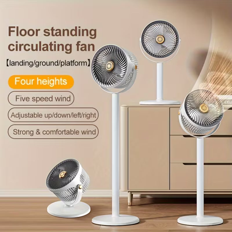 Adjustable Height Standing Circulating Fan, 5 Speeds Quiet Brushless Floor Fan,