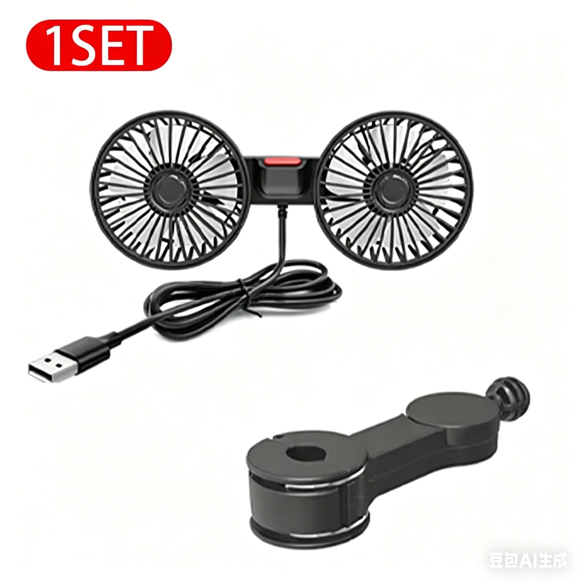 Car Clip On 360 Fan USB Rechargeable with LED Display for Auto Lightweight