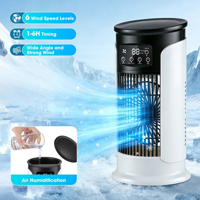 Tower Air Cooler with Water Cooling System Movable Portable No Blade Air Conditi